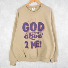 画像1: 90's USA製 "GOD HAS BEEN SO GOOD 2 ME" ジーザスプリントスウェット 2X (1)