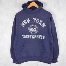 画像1: 90's NEW YORK UNIVERSITY USA製 カレッジプリントスウェット フーディー XL (1)