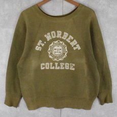 画像1: 60's Champion C中ランタグ "ST. NORBERT COLLEGE" プリントラグランスウェット M (1)