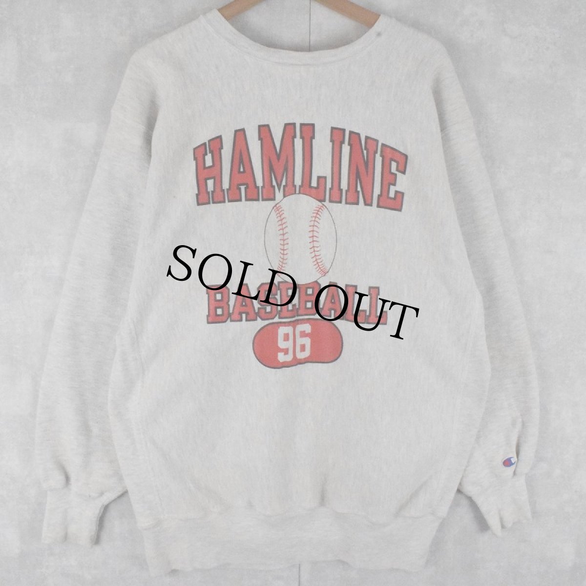 画像1: 90's Champion REVERSE WEAVE "HAMLINE BASEBALL" プリントスウェット XXL (1)