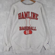 画像1: 90's Champion REVERSE WEAVE "HAMLINE BASEBALL" プリントスウェット XXL (1)