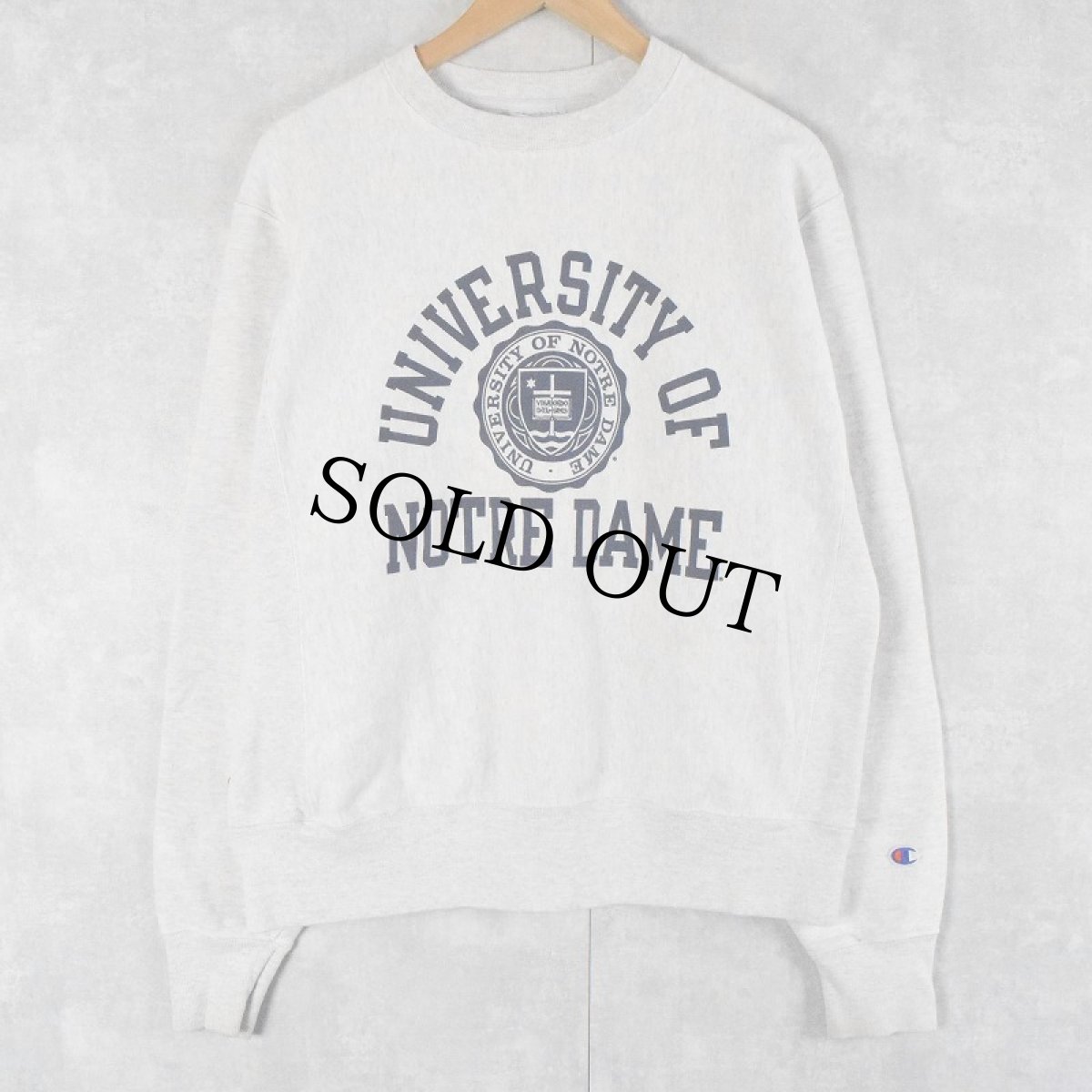 画像1: Champion REVERSE WEAVE "UNIVERSITY OF NOTRE DAME" プリントスウェット M (1)