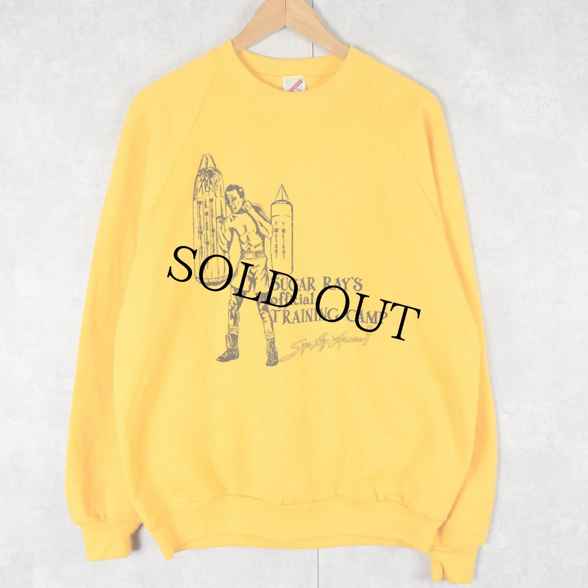 画像2: 80's USA製 Sugar Ray Leonard ボクシングラグランスウェット XL (2)