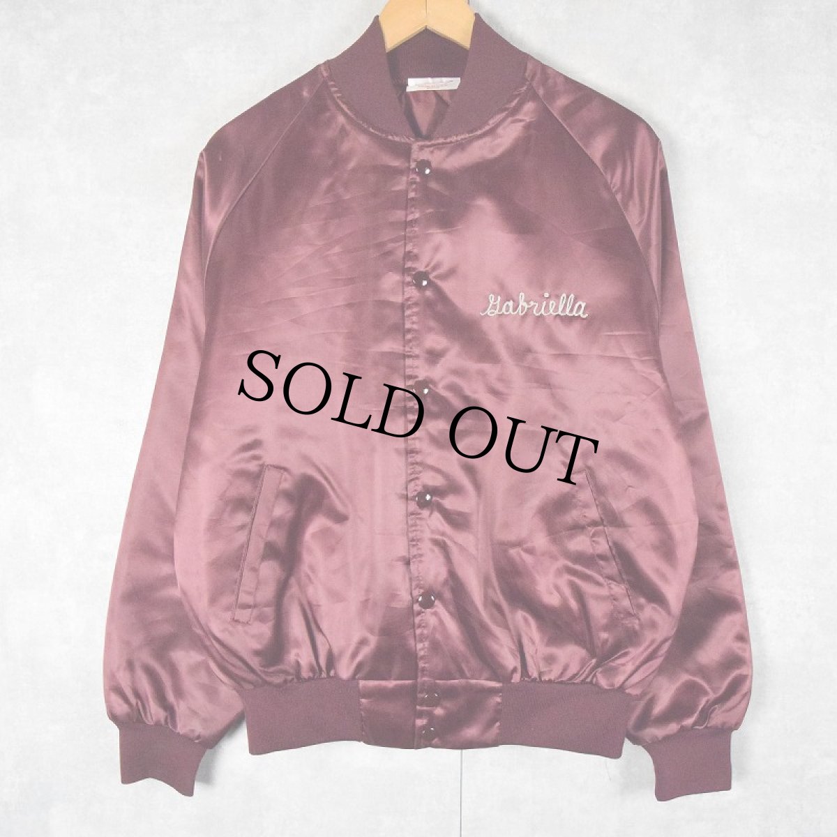 画像2: 80〜90's Satins USA製 チェーン刺繍 ナイロンスタジャン M (2)