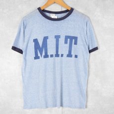 画像1: 80's Champion USA製 トリコタグ "M.I.T." 染み込みプリントTシャツ L (1)