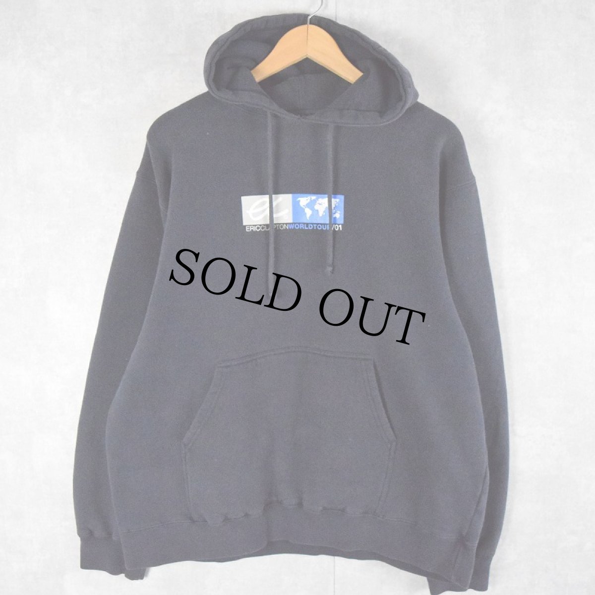 画像2: 00's ERIC CLAPTON USA製 ミュージシャンツアースウェットフーディー XL (2)