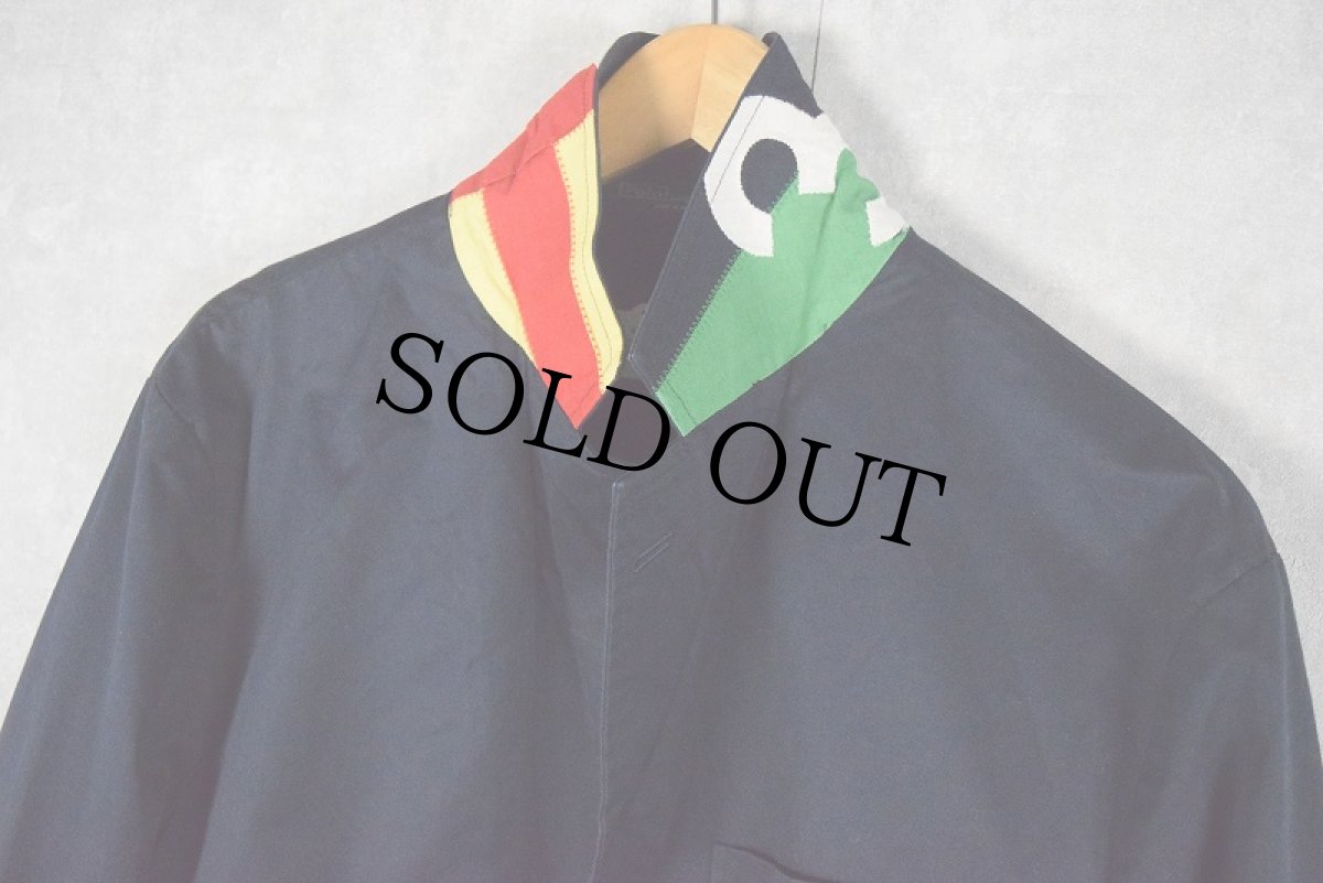 画像2: 90's〜 POLO Ralph Lauren コットンテーラードジャケット 44R NAVY (2)