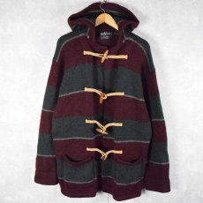 画像1: 90's〜 Ralph Lauren ボーダー柄 ウールニットダッフルコート L (1)