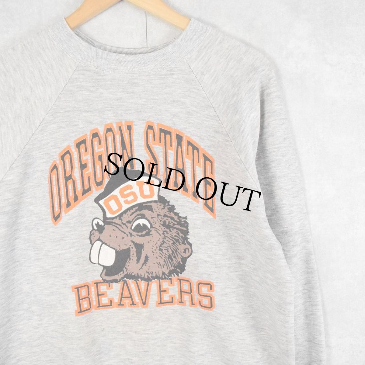 画像1: 80's USA製 "OSU OREGON STATE BEAVERS" プリントスウェット XL (1)