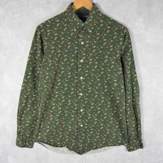 画像1: Ralph Lauren "CUSTOM FIT" 総柄 コットンボタンダウンシャツ S (1)