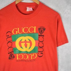 画像1: 80〜90's ブート GUCCI USA製 ロゴプリントTシャツ L (1)