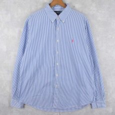 画像1: Ralph Lauren "CUSTOM FIT" ストライプ柄 コットンボタンダウンシャツ XL (1)