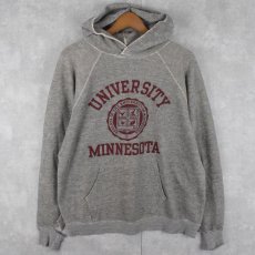 画像1: "UNIVERSITY MINNESOTA" プリントラグランスウェットフーディー (1)