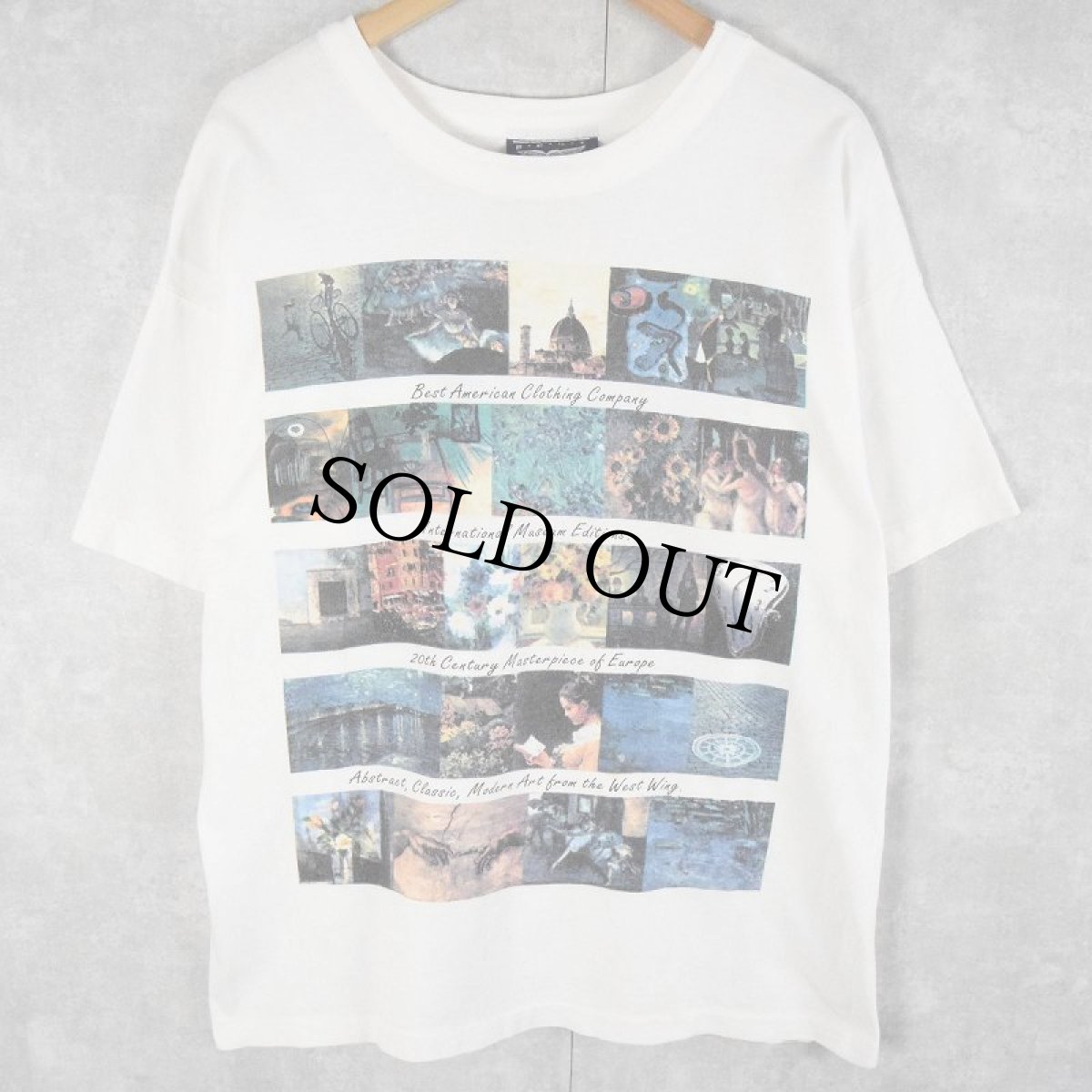 画像1: 90's〜 Best American Clothing Company USA製 "20th Century Masterpiece of Europe" アートプリントTシャツ M (1)