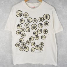 画像1: 90's USA製 目玉 蓄光プリントTシャツ L (1)