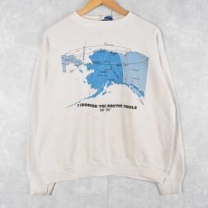 画像1: 90's USA製 "I CROSSED THE ARCTIC CIRCLE" 地図プリントスウェット L (1)