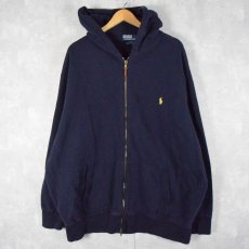 画像1: POLO Ralph Lauren REVERSE WEAVE TYPE ロゴ刺繍 スウェットジップパーカー 3XLT NAVY (1)