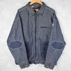 画像1: ROCAWEAR エルボーパッチ付き デニムジップジャケット XL (1)