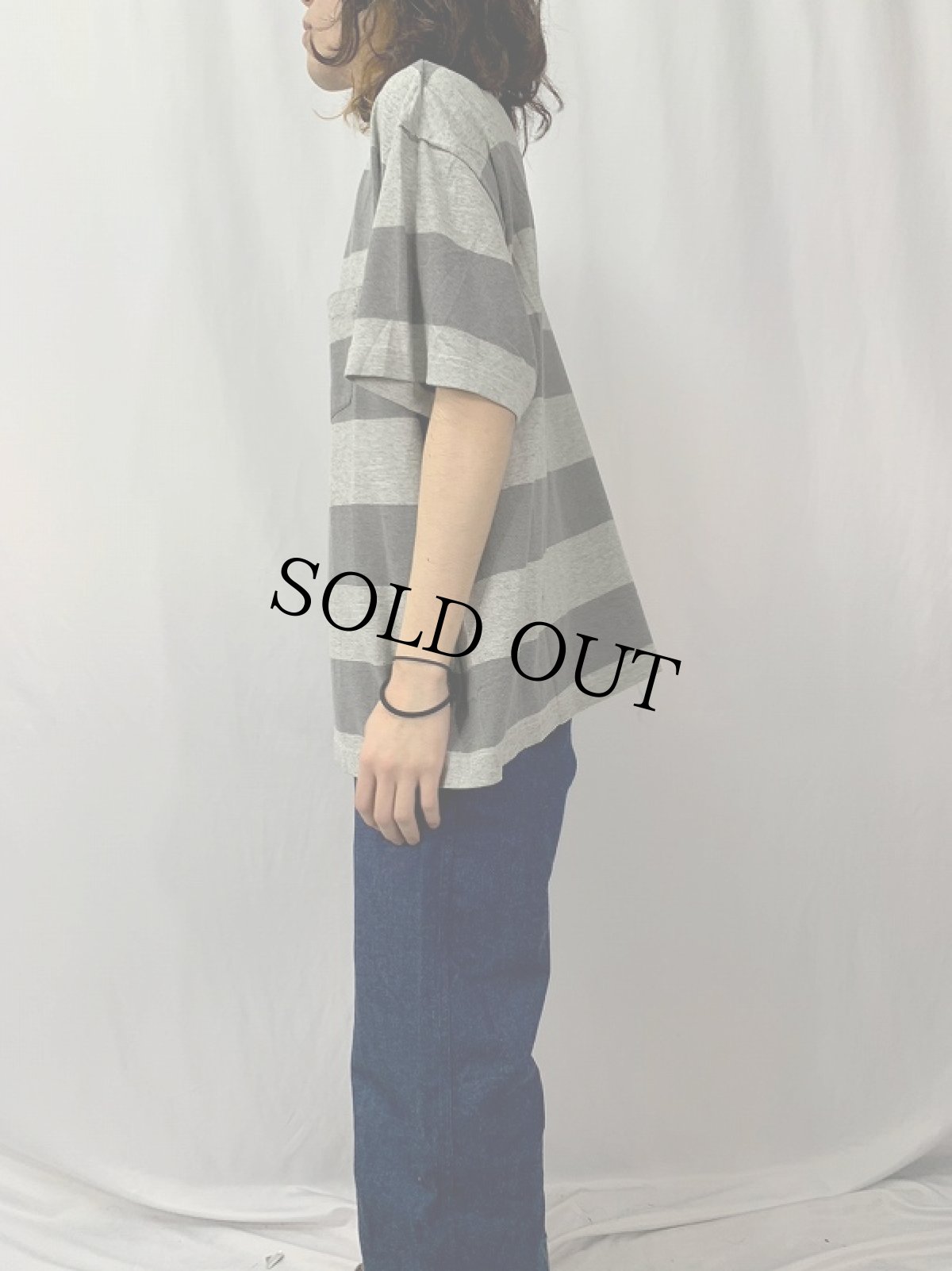 画像3: 80's STUSSY USA製 ロゴ刺繍 ボーダー柄 ポケットTシャツ L (3)