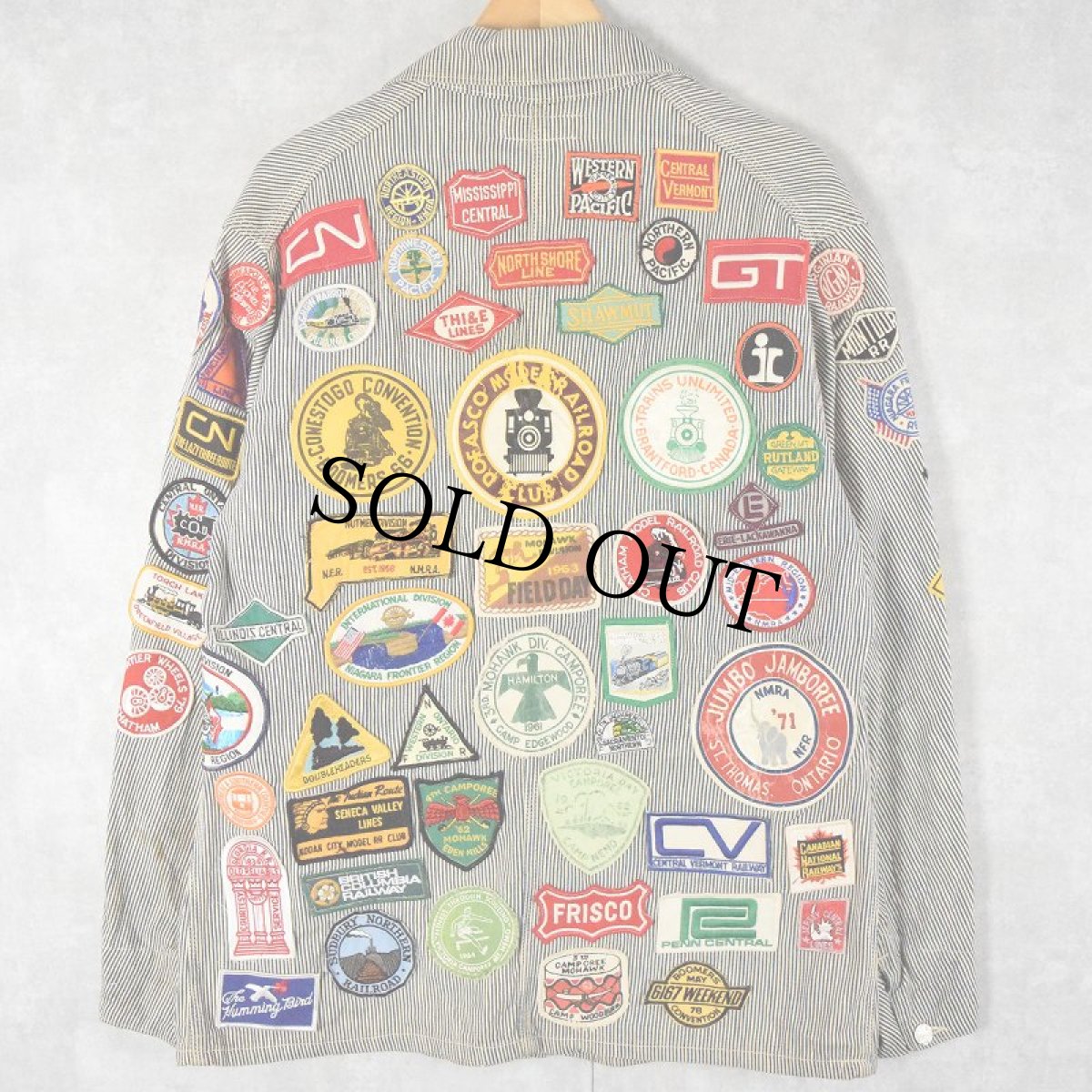 画像2: 60〜70's JUMBO ワッペンカスタム ヒッコリーカバーオール (2)