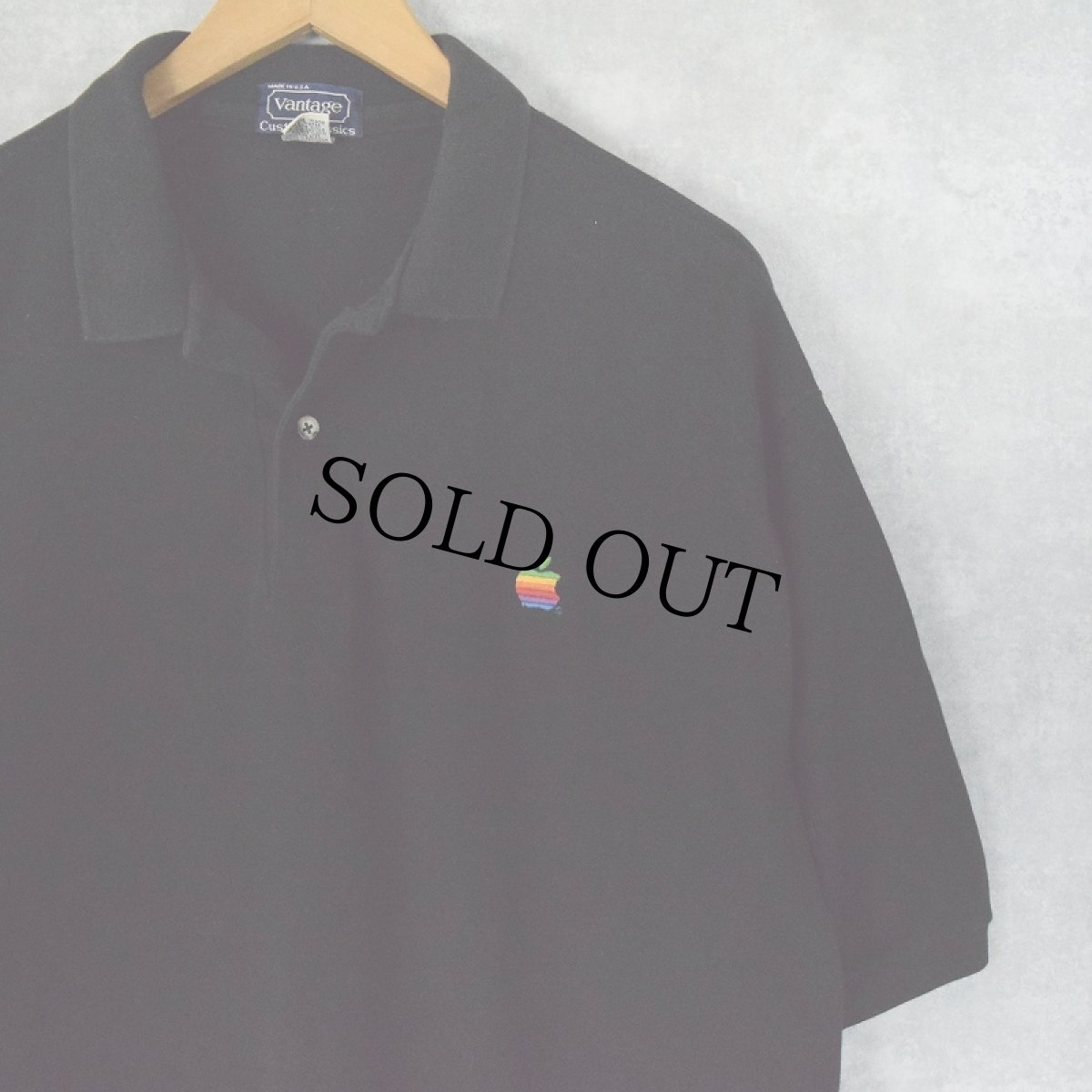 画像1: 80〜90's Apple USA製 レインボーロゴ 刺繍ポロシャツ XXL (1)