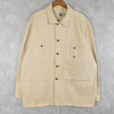 画像1: 90's Calvin Klein ホワイトデニムハンティングジャケット XL (1)