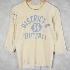 画像1: 50's "DISTRICT 4  FOOTBALL" 染み込みプリント レーヨンフットボールTシャツ M (1)