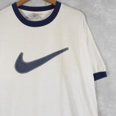 画像1: 90's NIKE USA製 ロゴプリントリンガーTシャツ L (1)