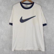 画像2: 90's NIKE USA製 ロゴプリントリンガーTシャツ L (2)