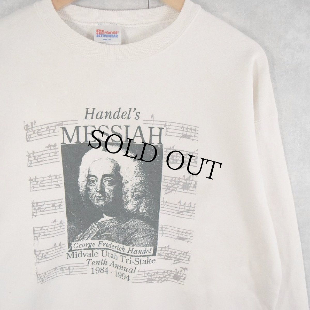 画像1: 90's "Handl's MESSIAH" 音楽家プリントスウェット XL (1)