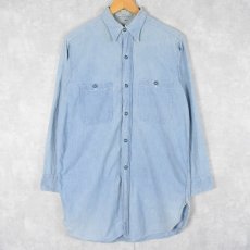画像1: 40〜50's U.S.NAVY マチ付き シャンブレーシャツ SIZE14 1/2 (1)