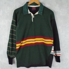 画像1: 【SALE】 90's CANTERBURY マルチボーダー柄 クレイジーパターン 長袖ポロシャツ L (1)
