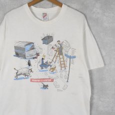 画像1: 90's SHOEBOX USA製 シュールイラストTシャツ L (1)