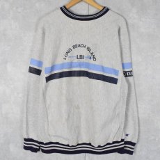 画像1: 90's Champion REVERSE WEAVE USA製 "LONG BEACH ISLAND" リブボーダー プリントスウェット XL (1)