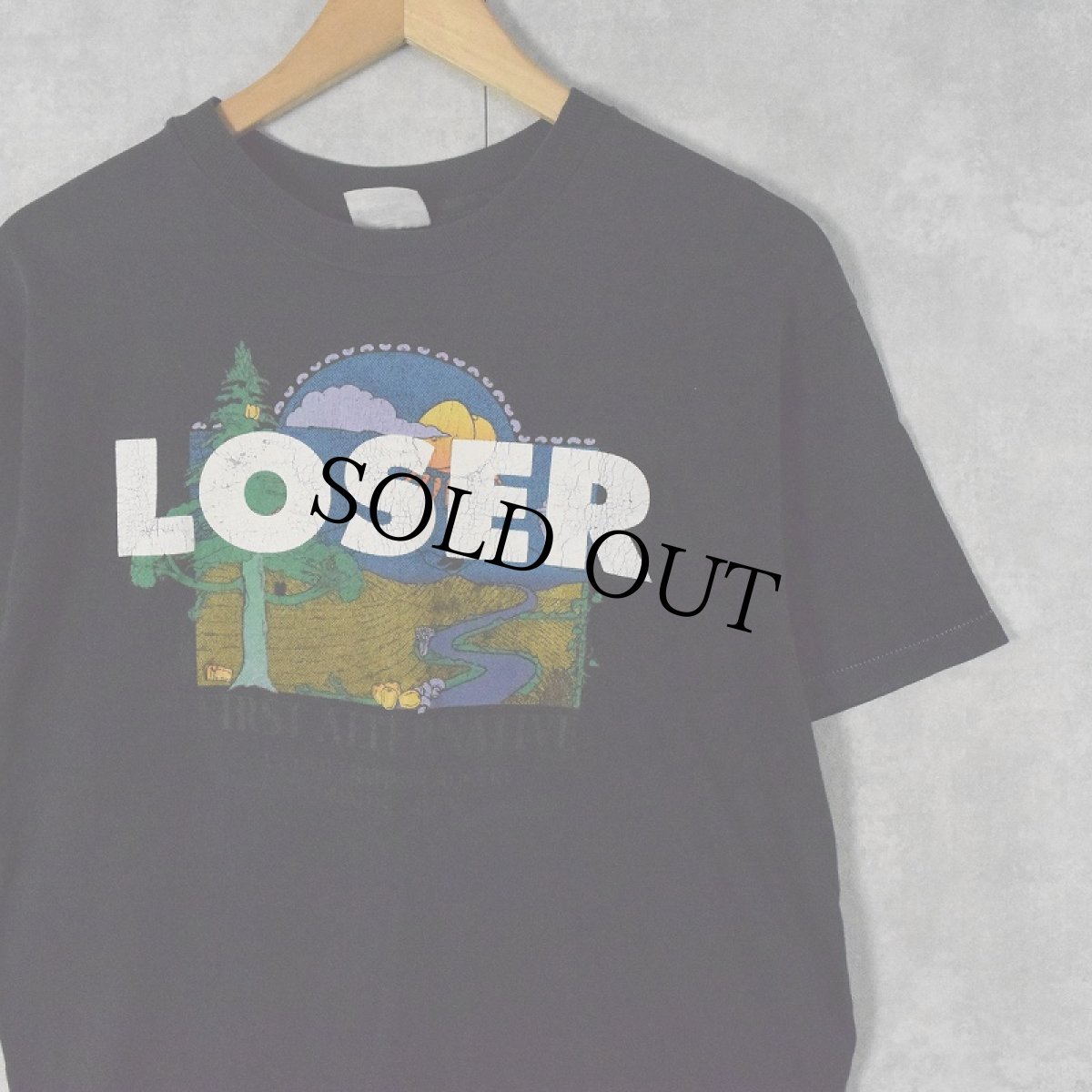 画像1: 90's SUB POP "LOSER" レコードレーベルプリントTシャツ M (1)