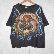 画像1: 90's〜 AMERICAN THUNDER インディアンプリントTシャツ XL (1)