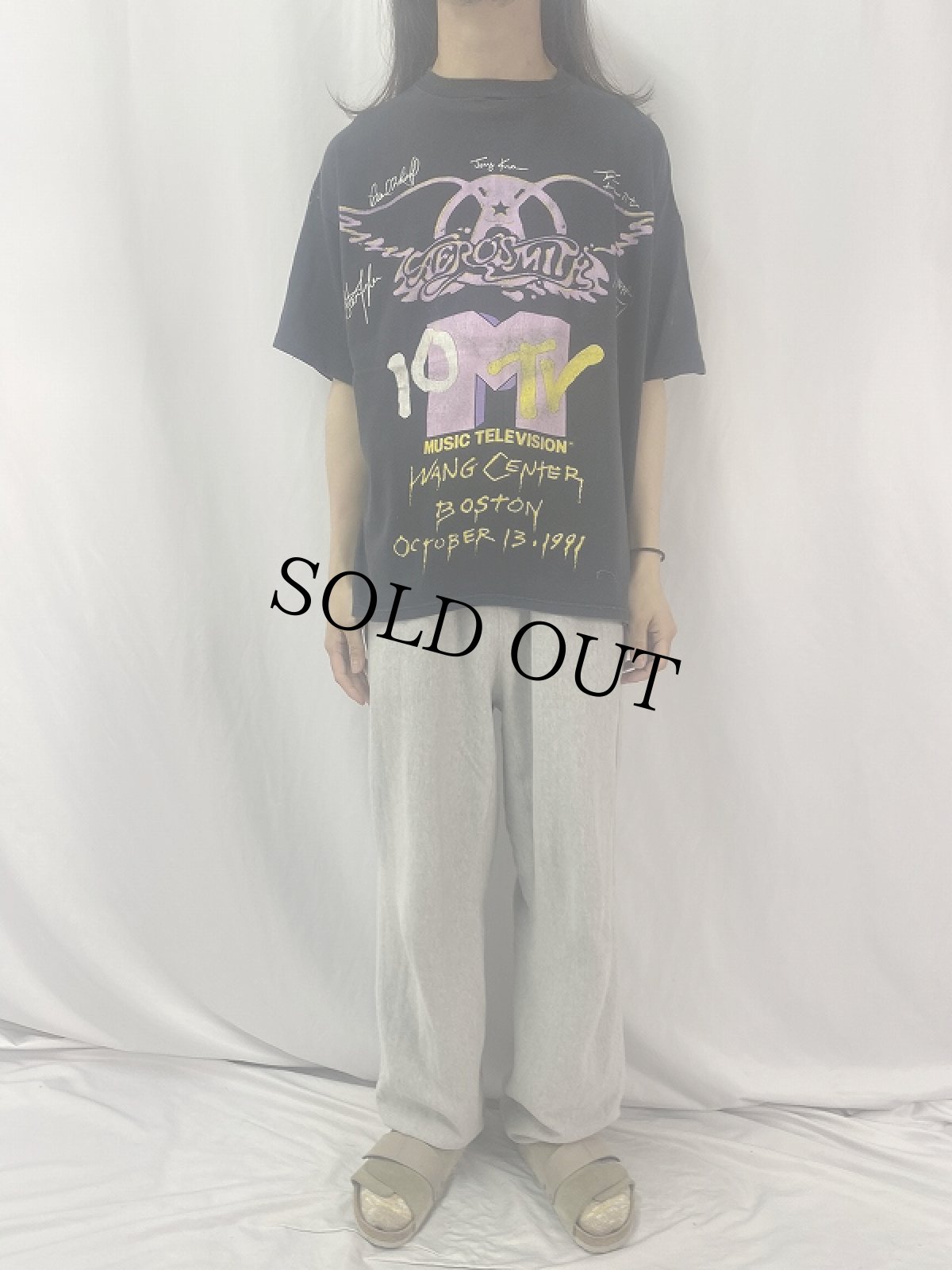 画像2: 90's AEROSMITH USA製 "MTV" ハードロックバンドツアーTシャツ BLACK ONESIZE (2)