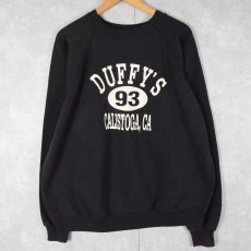 画像1: 90's "DUFFY'S 93 CALISTOGA,CA" プリント ラグランスウェット BLACK (1)