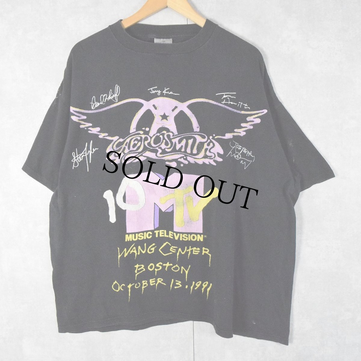 画像1: 90's AEROSMITH USA製 "MTV" ハードロックバンドツアーTシャツ BLACK ONESIZE (1)