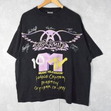 画像1: 90's AEROSMITH USA製 "MTV" ハードロックバンドツアーTシャツ BLACK ONESIZE (1)