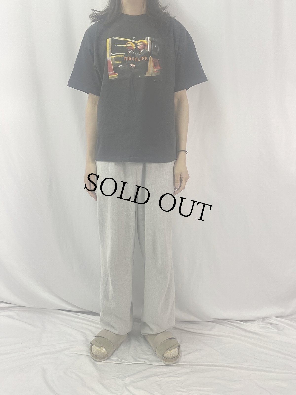 画像2: 2000's PET SHOP BOYS "nightlife" シンセポップデュオ プリントTシャツ BLACK L (2)