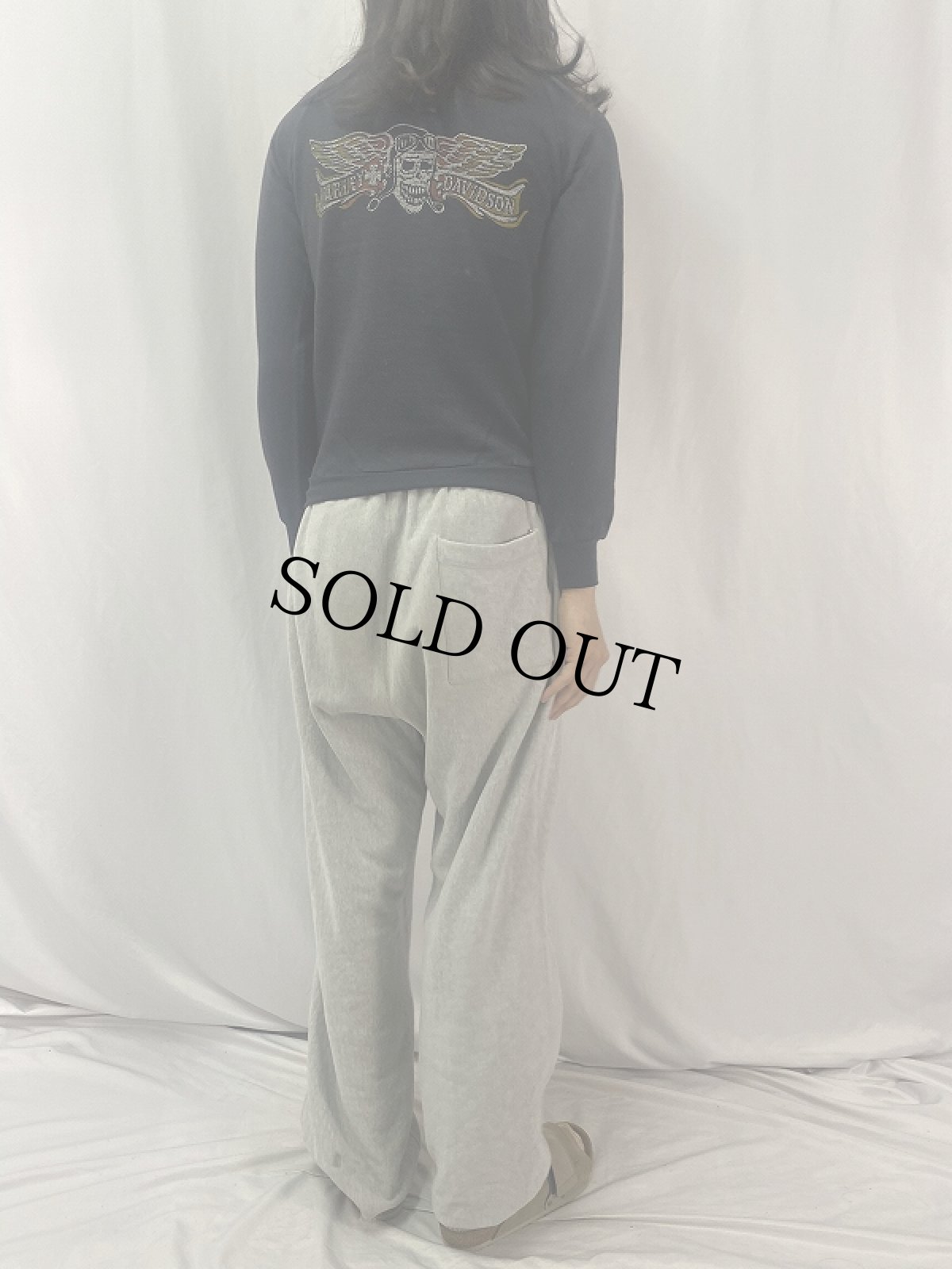 画像4: 80's HARLEY-DAVIDSON "SKULL WING" ロゴプリントスウェット BLACK (4)