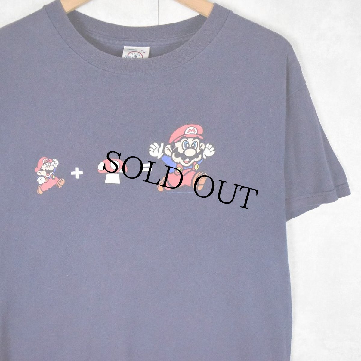 画像1: 2000's Nintendo スーパーマリオ キャラクタープリントTシャツ NAVY M (1)