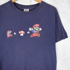 画像1: 2000's Nintendo スーパーマリオ キャラクタープリントTシャツ NAVY M (1)