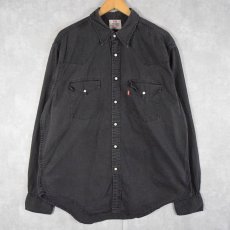 画像1: Levi's ブラックデニムウエスタンシャツ XL (1)