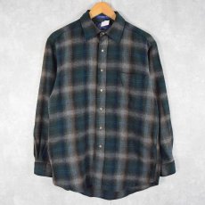 画像1: PENDLETON USA製 オンブレーチェック柄 ウールシャツ M (1)