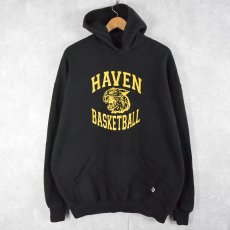 画像1: 90's RUSSEL ATHELETIC USA製 "HAVEN BASKETBALL" プリントスウェットフーディ XXL BALCK (1)