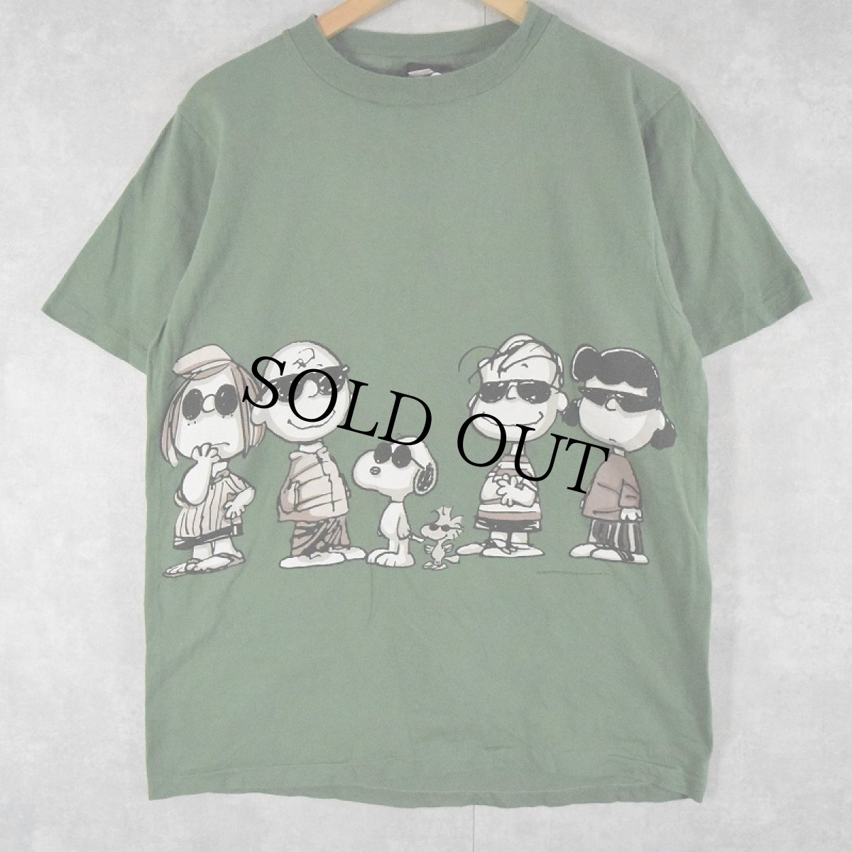 画像1: 90's PEANUTS USA製 キャラクターパロディプリントTシャツ L (1)