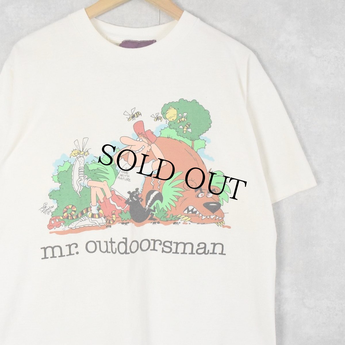 画像1: 90's〜 "mr. outdoorsman" シュールイラストプリントTシャツ XL (1)