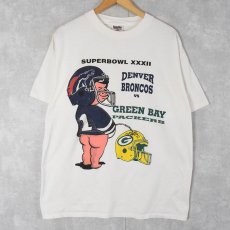 画像1: 2000's SUPERBOWL XXXII "DENVER BRONCOS VS GREEN BAY PACKERS" キャラクタープリントTシャツ XL (1)